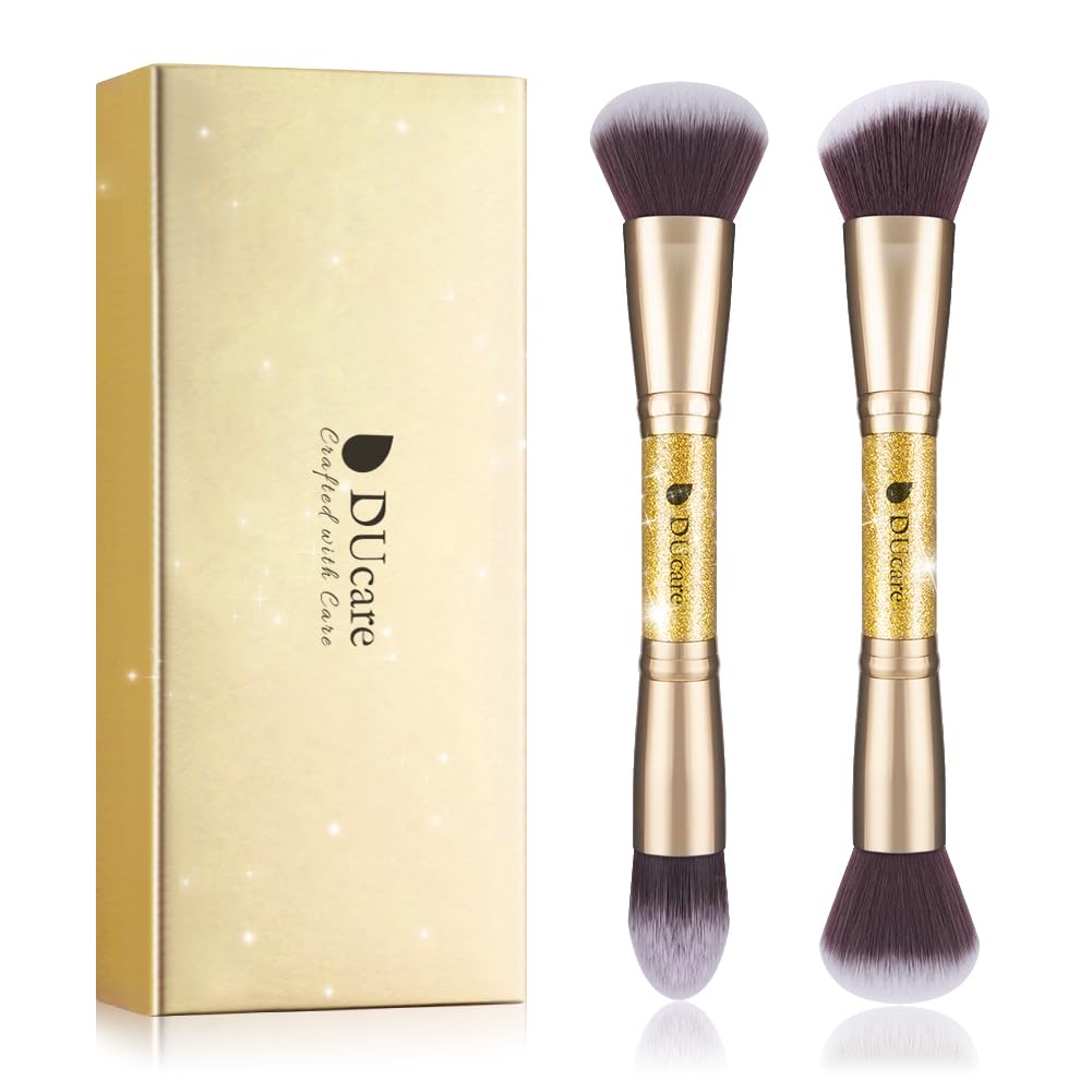 DUcare Makeup Foundation Brushes Double Ended Blush Powder Brush, Duo Bronzer Blush ideal for cream or powder