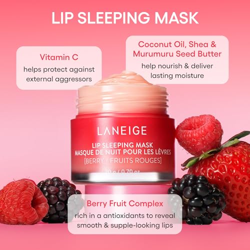 LANEIGE Lip Sleeping Mask: Nourish, Hydrate, Vitamin C, Murumuru & Shea Butter, Antioxidants, Flaky, Dry Lips