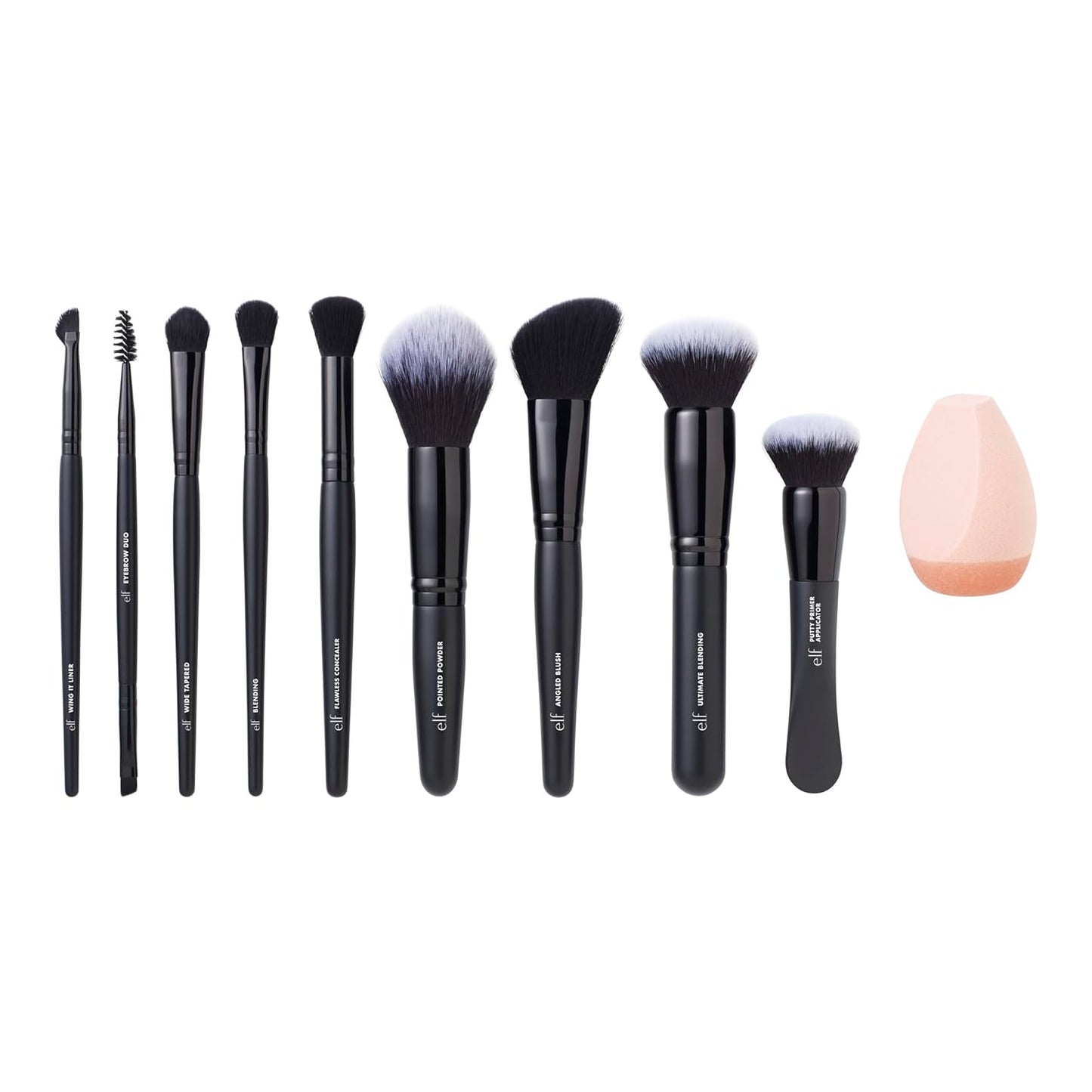 e.l.f. Ten Out Of Ten Brush Set, 10 Piece Brush Kit, Brushes For Face Makeup, Eyes, Brows & More, Made With Synthetic Bristles, Vegan & Cruelty-Free