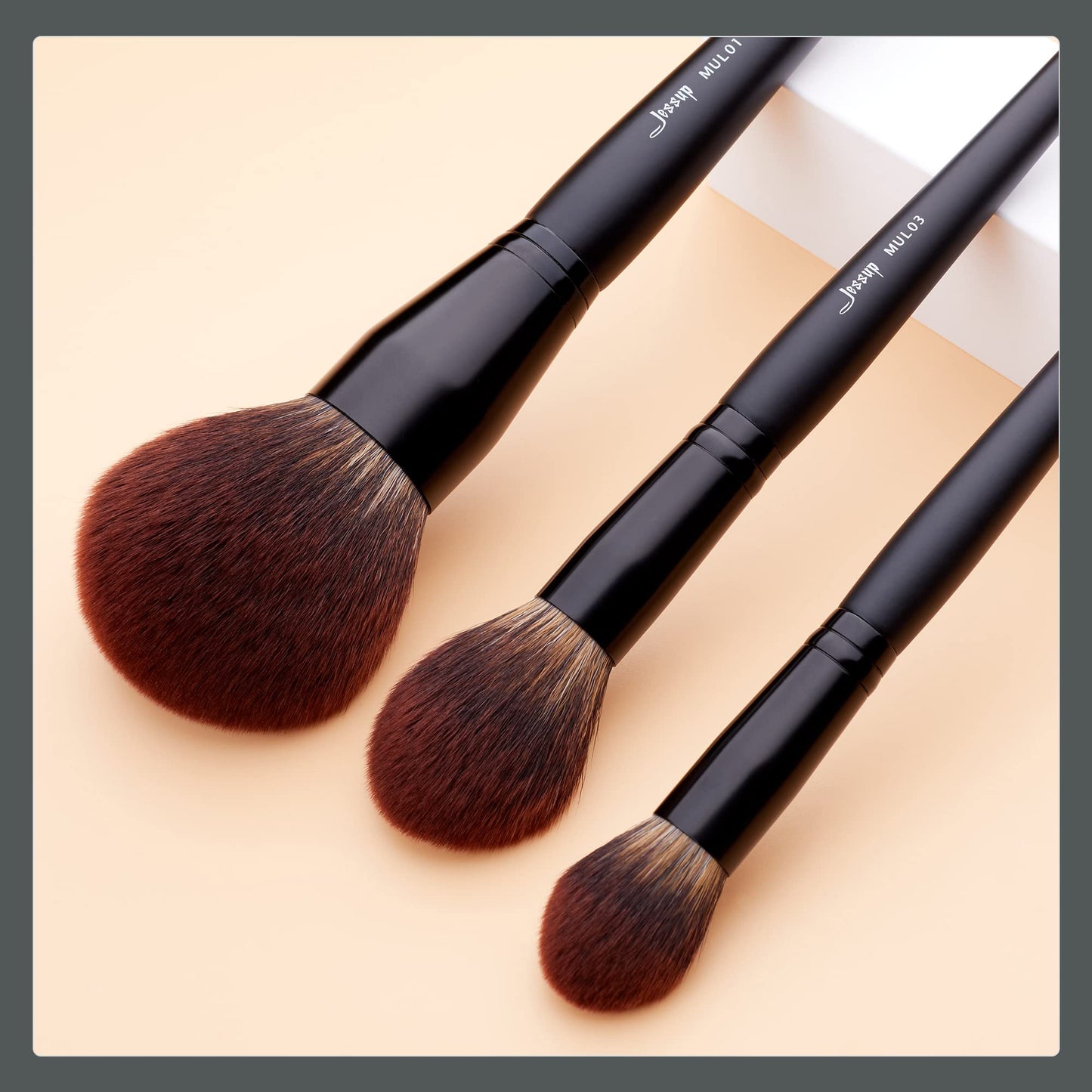 Jessup Full Makeup Brushes Set 13pcs, Professional Vegan Foundation Powder Contour Blush Highlight Eyeshadow Blending Concealer Spoolie EyeLiner Brush, Phantom Black T300