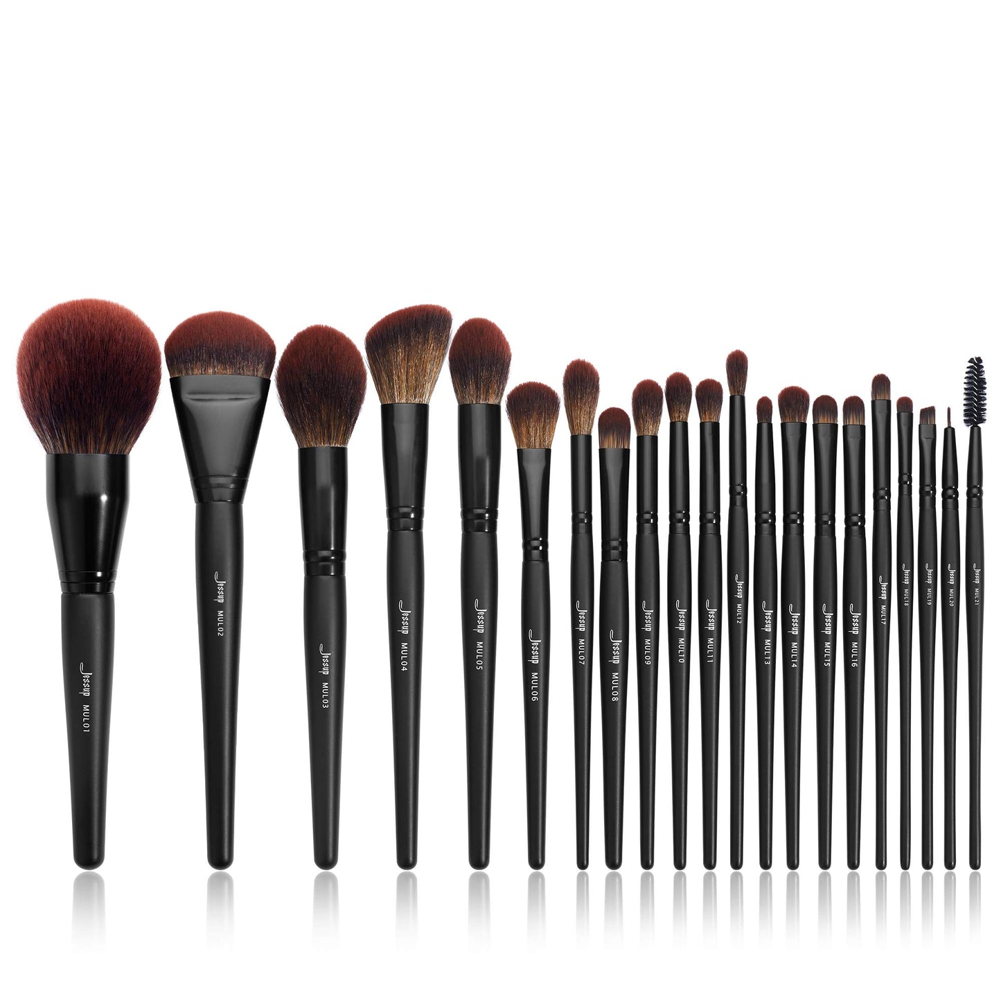 Jessup Full Makeup Brushes Set 13pcs, Professional Vegan Foundation Powder Contour Blush Highlight Eyeshadow Blending Concealer Spoolie EyeLiner Brush, Phantom Black T300