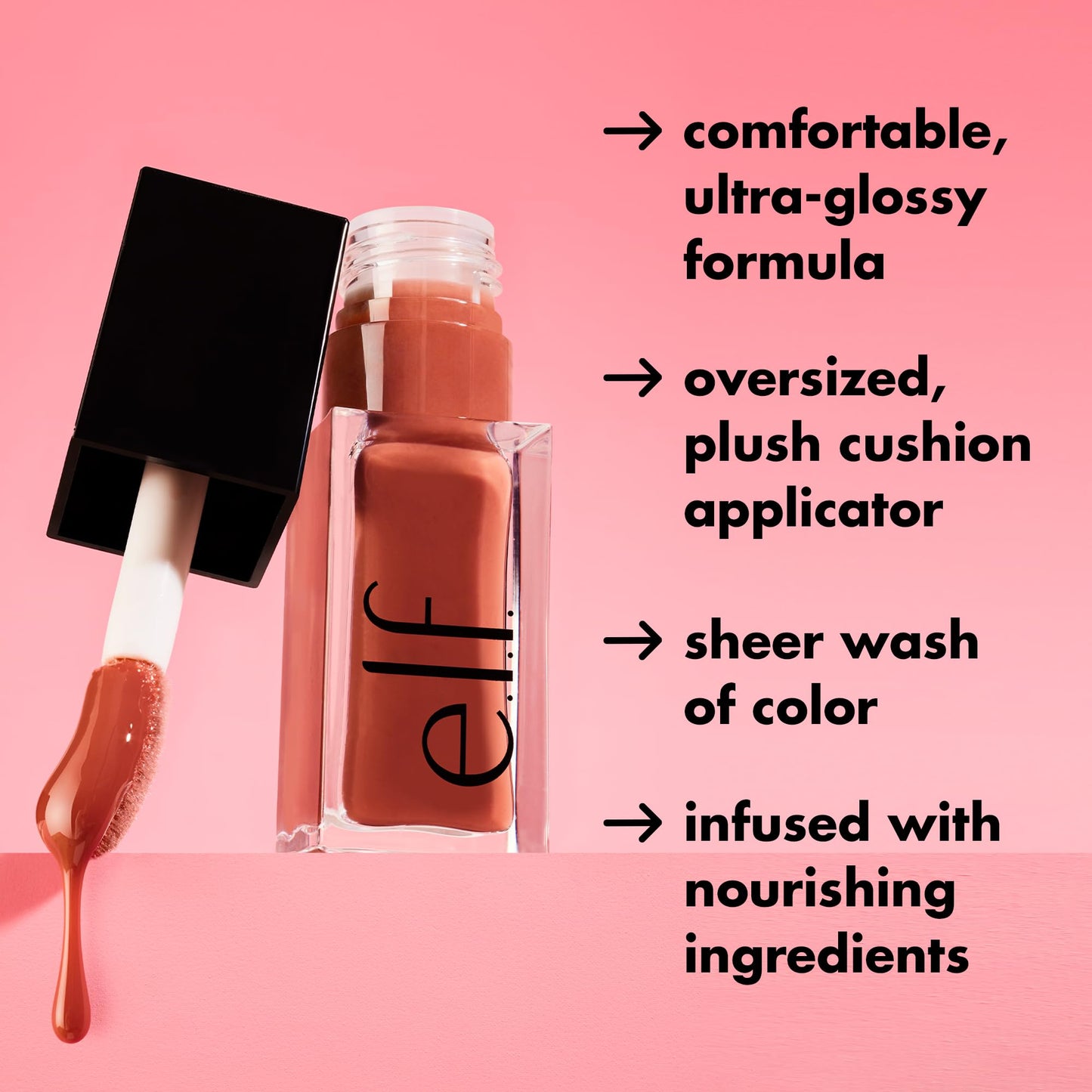 e.l.f. Glow Reviver Lip Oil, Nourishing Tinted Lip Oil For A High-shine Finish, Infused With Jojoba Oil, Vegan & Cruelty-free, Rose Envy