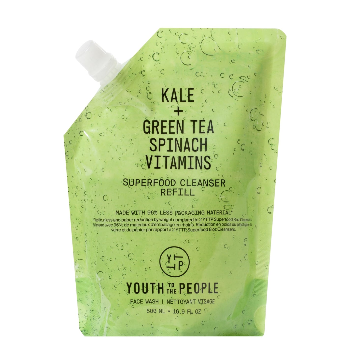 Youth To The People Superfood Facial Cleanser, Kale and Green Tea Spinach Face Wash, Gentle Makeup Remover + Pore Minimizer for All Skin Types, Vegan, Refillable Skincare