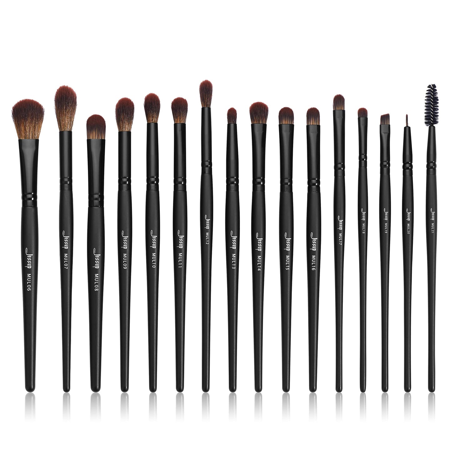 Jessup Full Makeup Brushes Set 13pcs, Professional Vegan Foundation Powder Contour Blush Highlight Eyeshadow Blending Concealer Spoolie EyeLiner Brush, Phantom Black T300