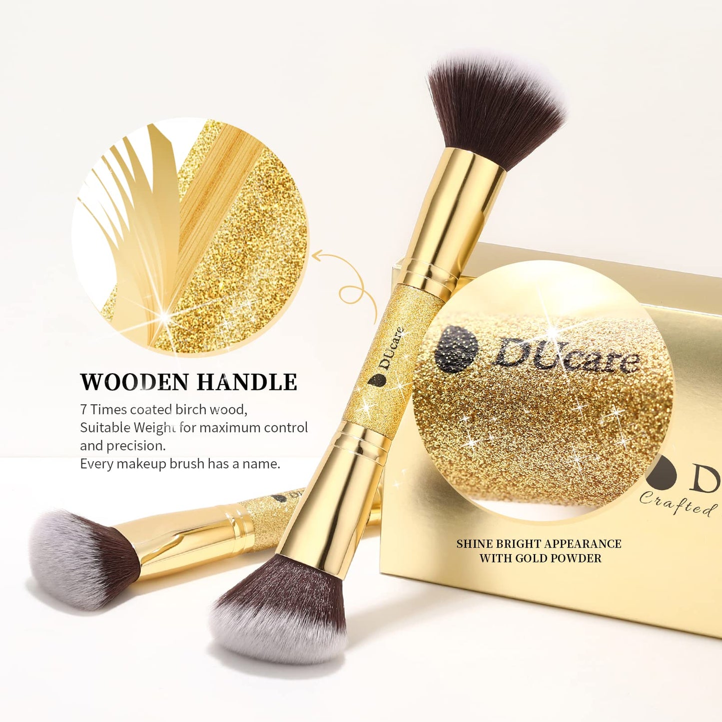 DUcare Makeup Foundation Brushes Double Ended Blush Powder Brush, Duo Bronzer Blush ideal for cream or powder