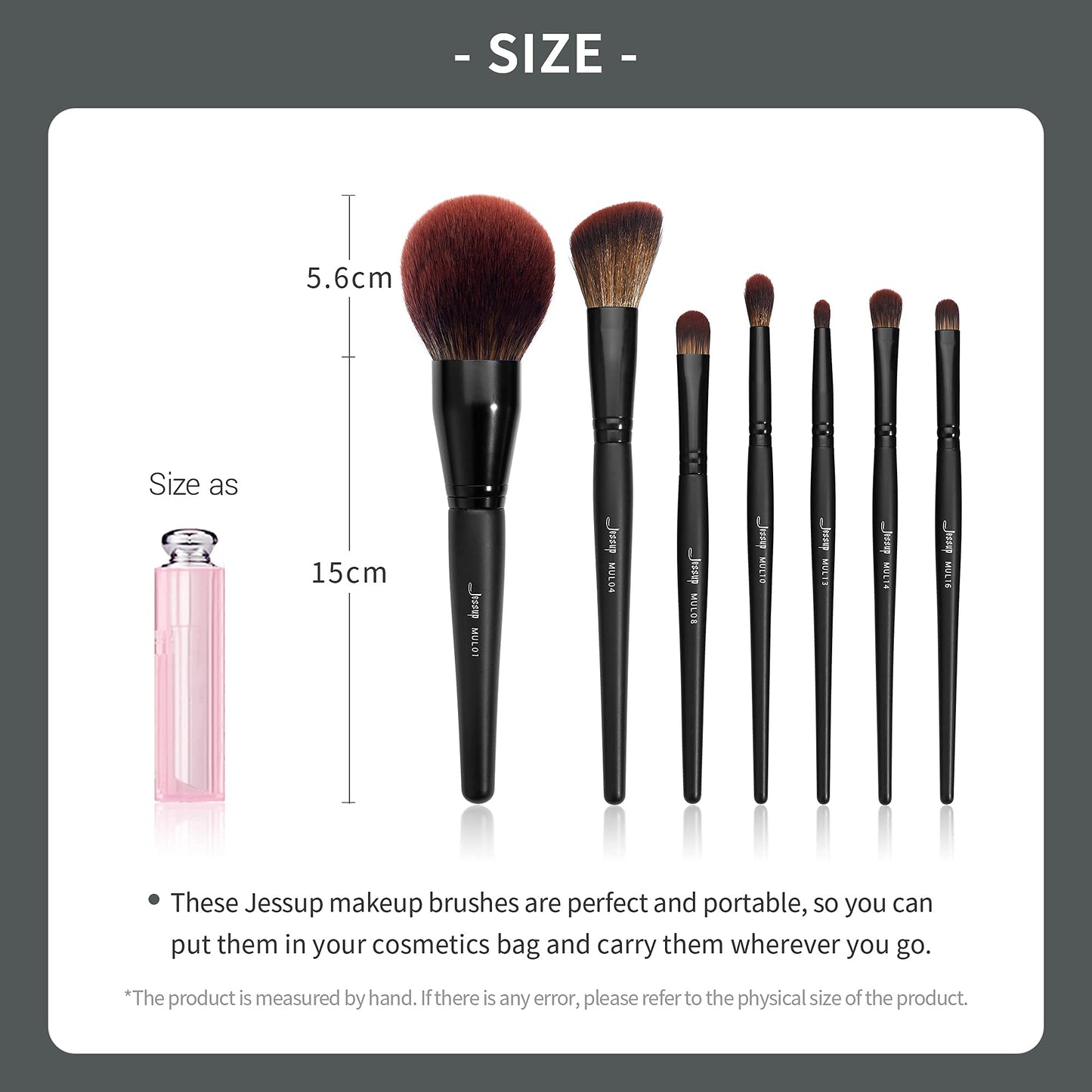 Jessup Full Makeup Brushes Set 13pcs, Professional Vegan Foundation Powder Contour Blush Highlight Eyeshadow Blending Concealer Spoolie EyeLiner Brush, Phantom Black T300