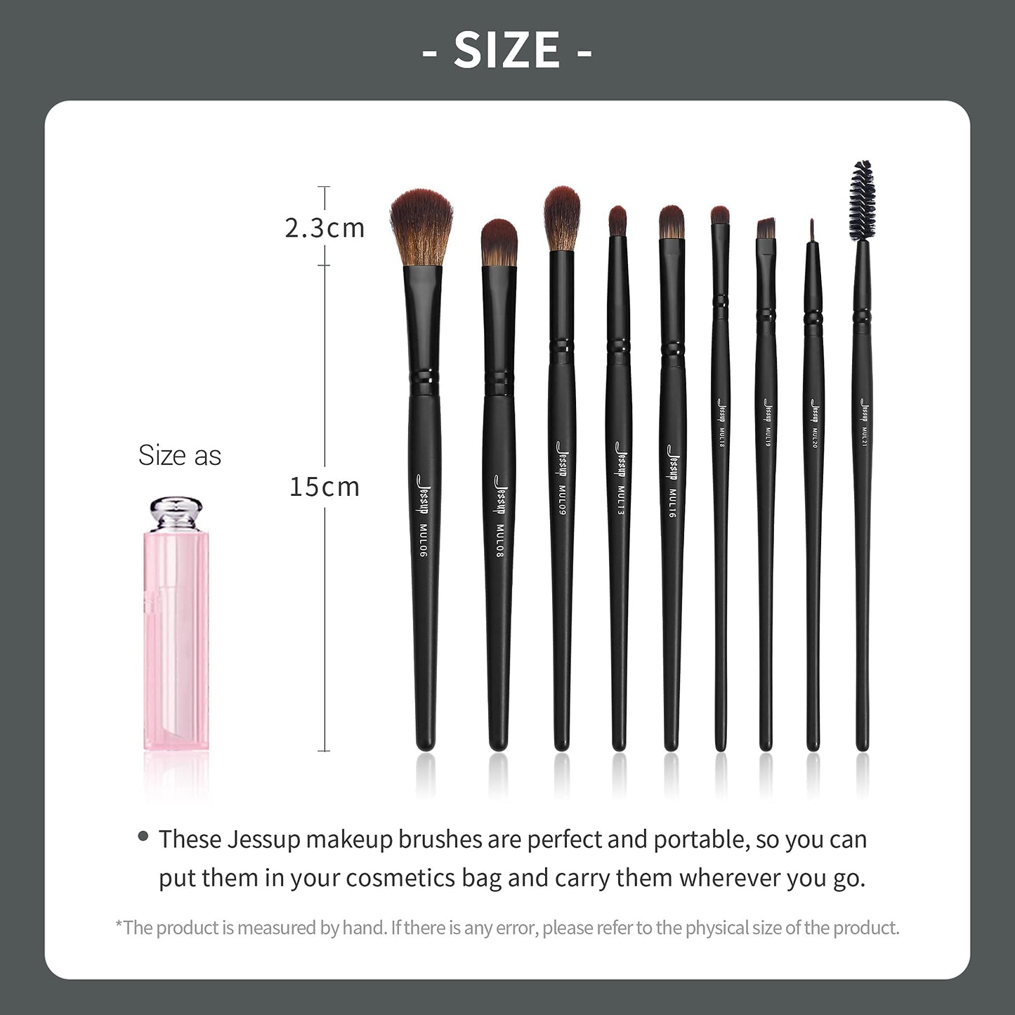 Jessup Full Makeup Brushes Set 13pcs, Professional Vegan Foundation Powder Contour Blush Highlight Eyeshadow Blending Concealer Spoolie EyeLiner Brush, Phantom Black T300