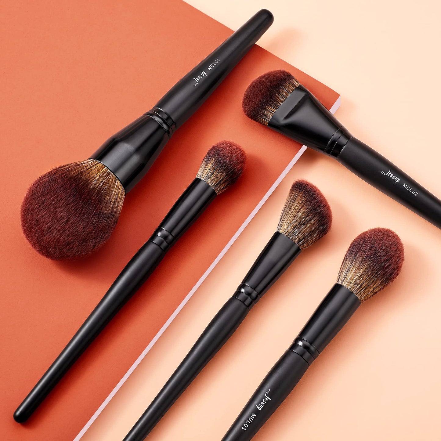 Jessup Full Makeup Brushes Set 13pcs, Professional Vegan Foundation Powder Contour Blush Highlight Eyeshadow Blending Concealer Spoolie EyeLiner Brush, Phantom Black T300