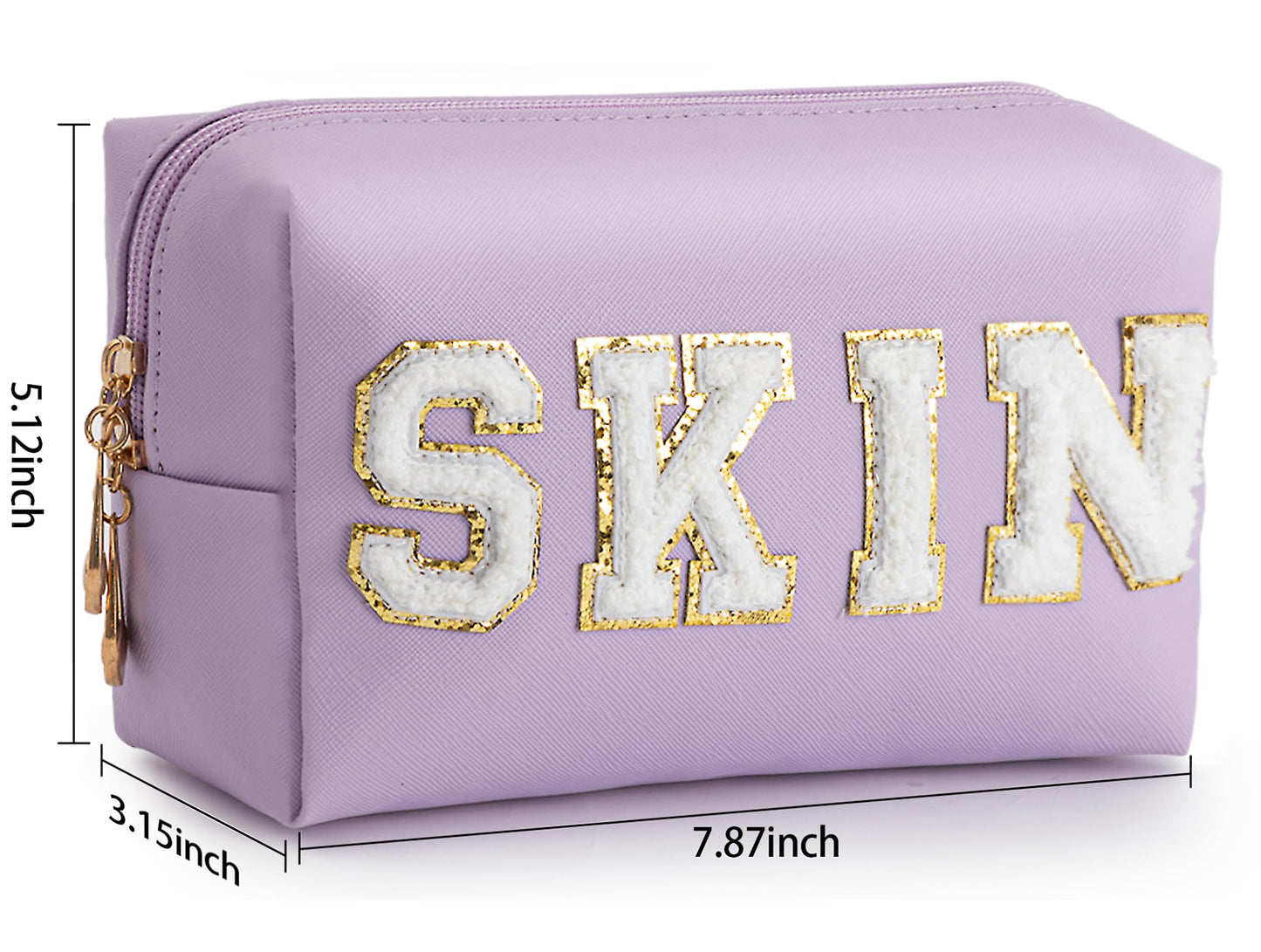 HBselect 4 Pcs Chenille Letter Patch Makeup Bags - Portable Waterproof Cosmetic Organizer for Women